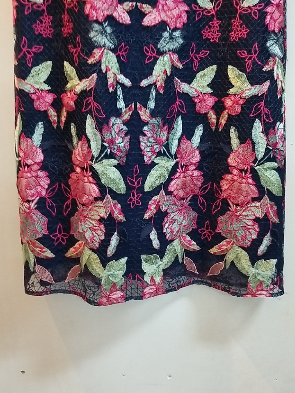 Marchesa Navy Maxi Dress with Pink & Green Floral Print - Picture 4 of 10